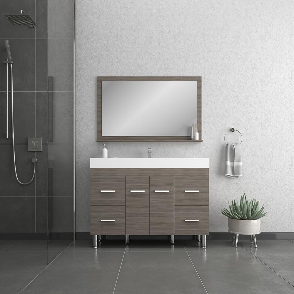 Ripley 48" Modern Single Bathroom Vanity in Gray. Picture 2