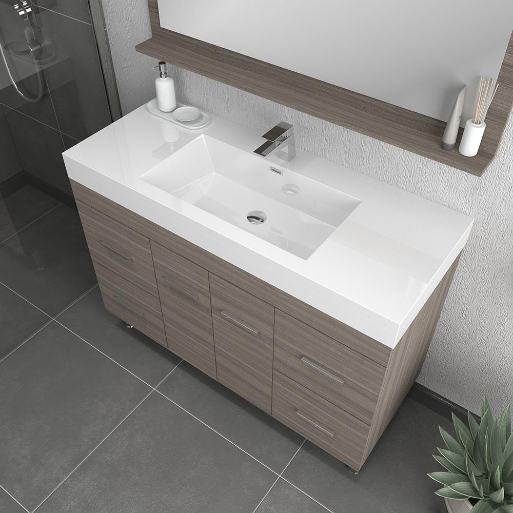 Ripley 48" Modern Single Bathroom Vanity in Gray. Picture 4