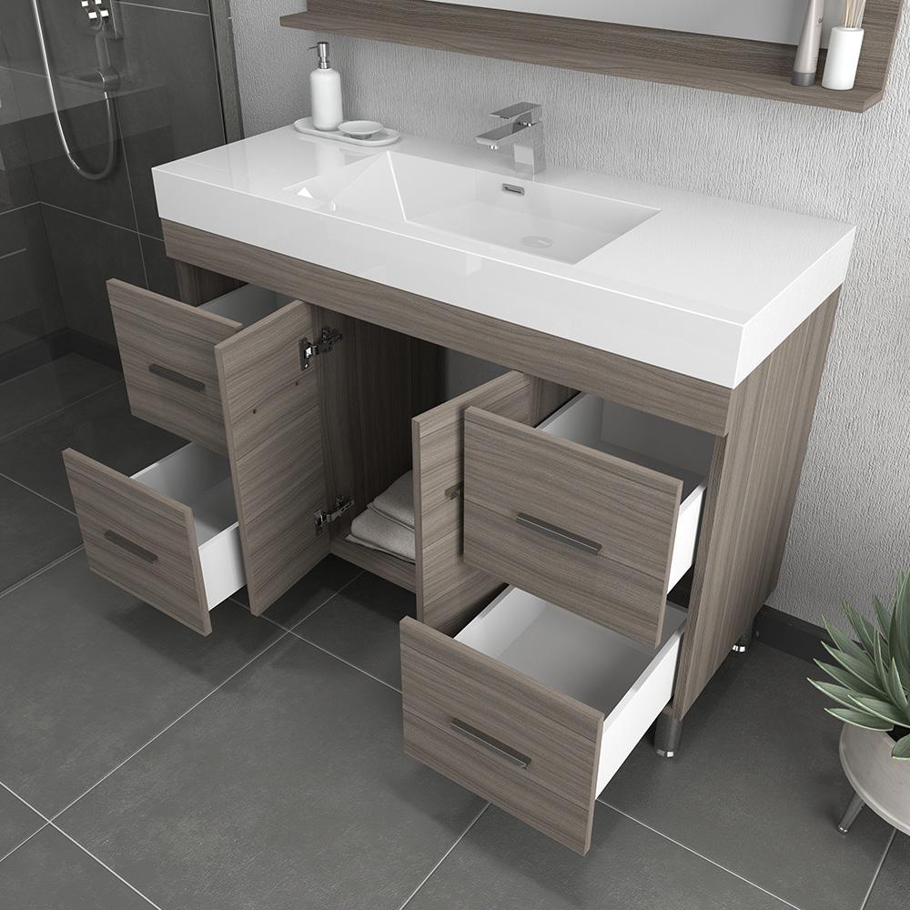 Ripley 48" Modern Single Bathroom Vanity in Gray. Picture 5