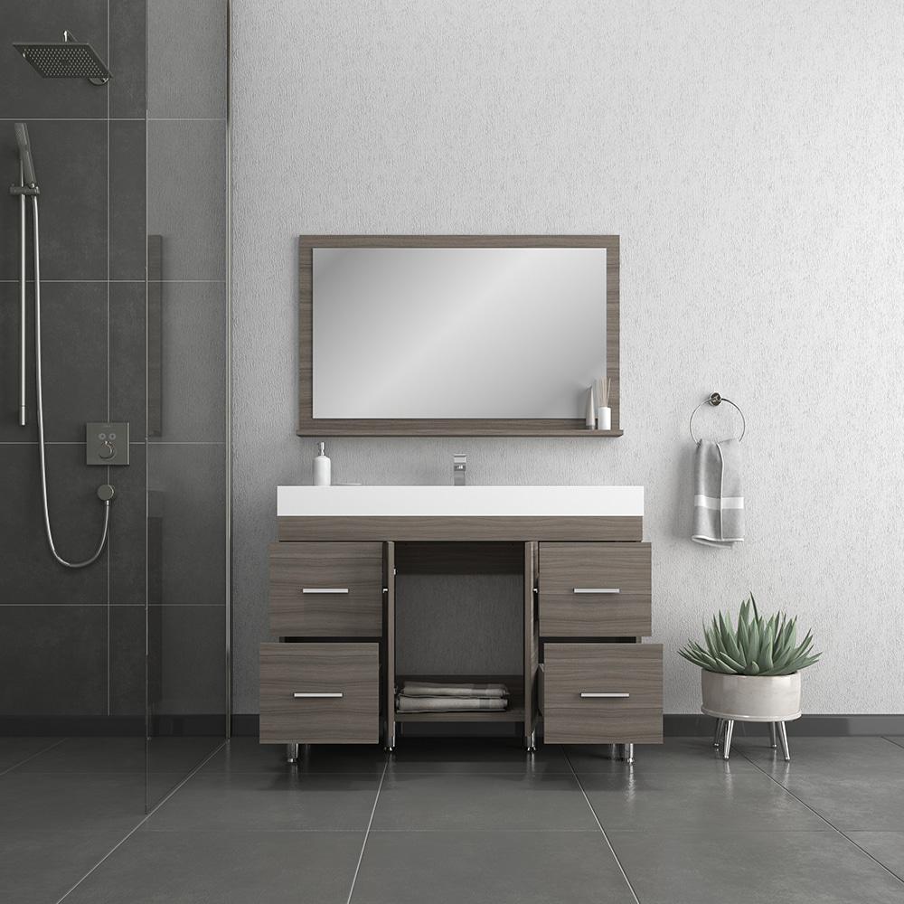 Ripley 48" Modern Single Bathroom Vanity in Gray. Picture 6