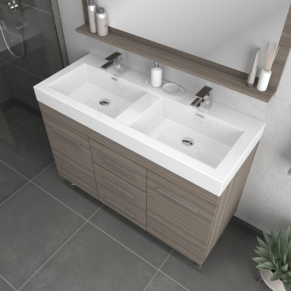 Ripley 48" Modern Double Bathroom Vanity in Gray. Picture 2