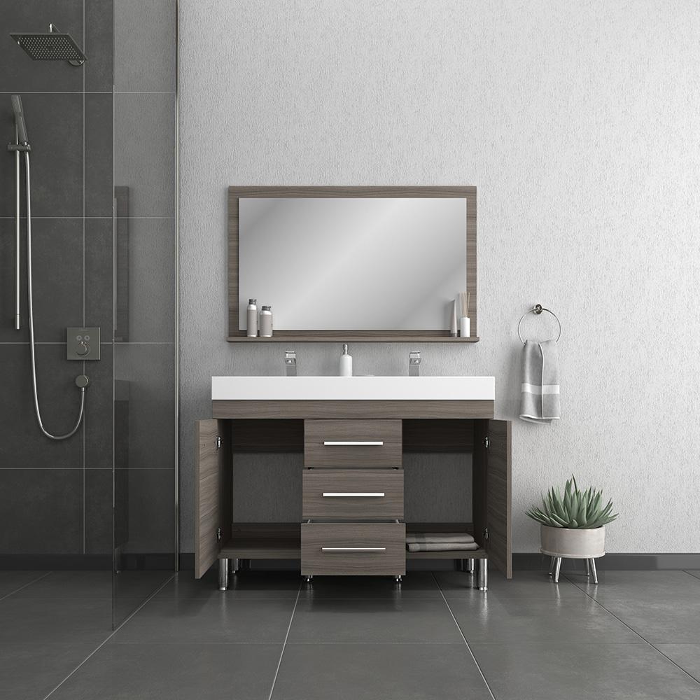 Ripley 48" Modern Double Bathroom Vanity in Gray. Picture 4
