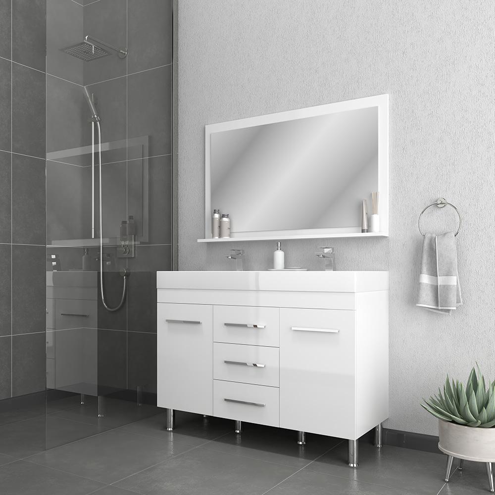 Ripley 48" Modern Double Bathroom Vanity in White. Picture 1