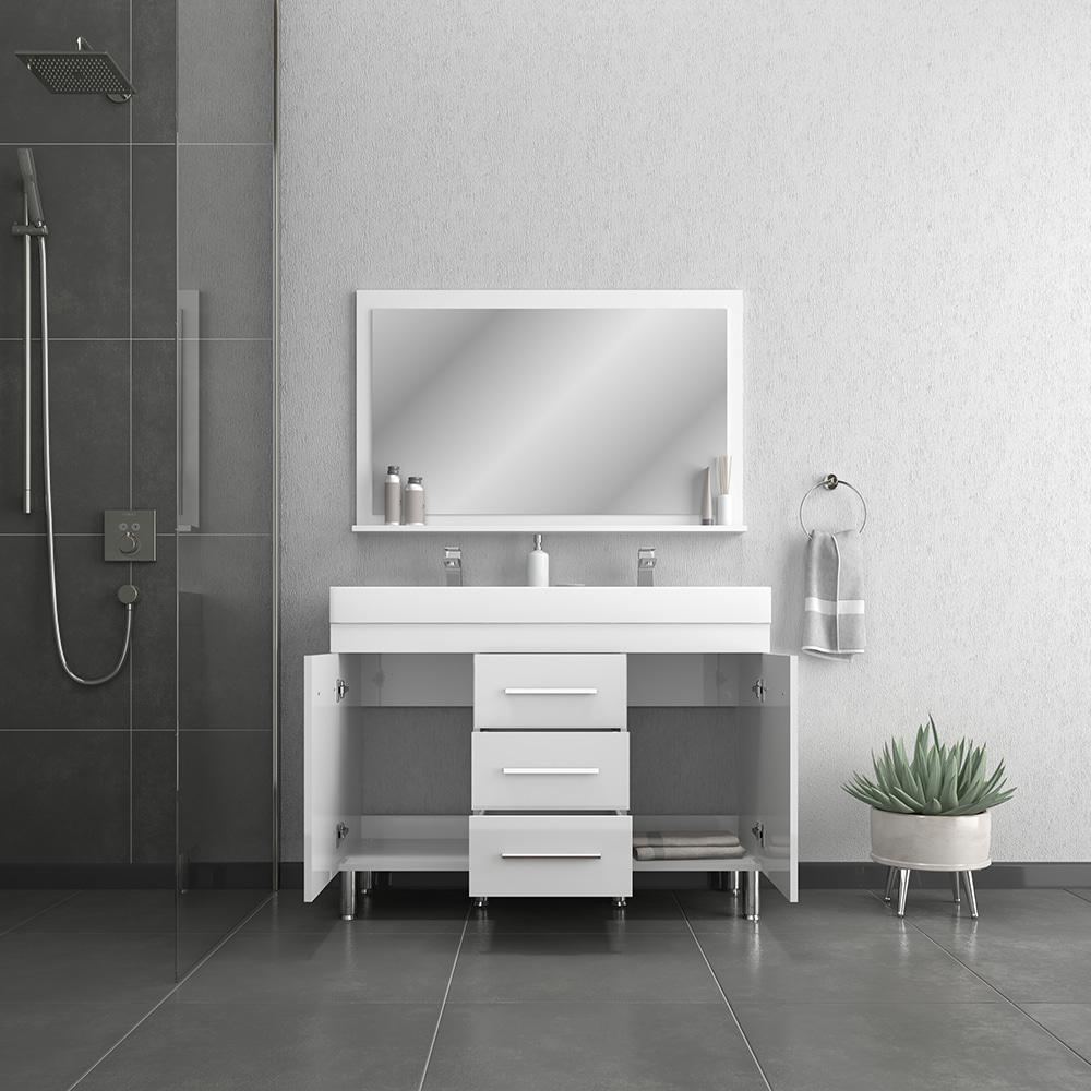 Ripley 48" Modern Double Bathroom Vanity in White. Picture 2