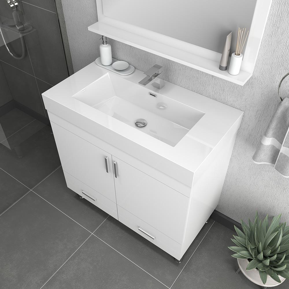 Ripley 36" Modern Bathroom Vanity in White. Picture 2