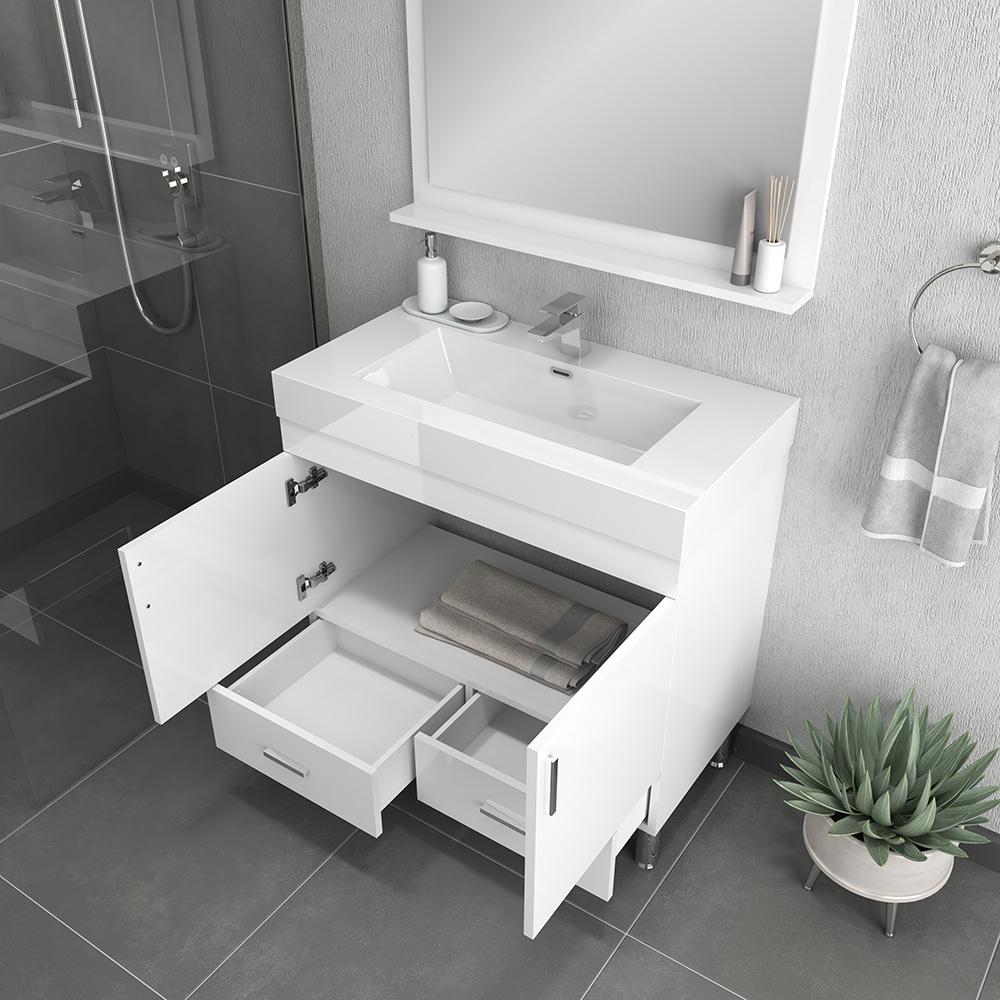 Ripley 36" Modern Bathroom Vanity in White. Picture 3