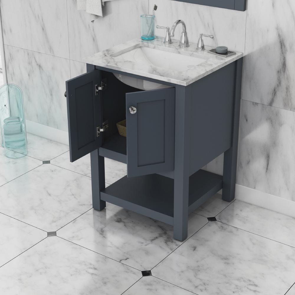 24" Vanity Gray with Carrera Marble Top. Picture 5