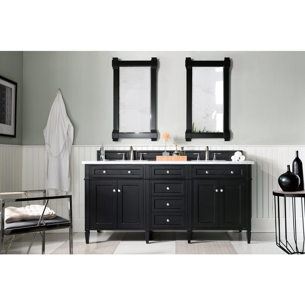 Brittany 72" Black Onyx Double Vanity w/ 3 CM Carrara Marble Top. Picture 2