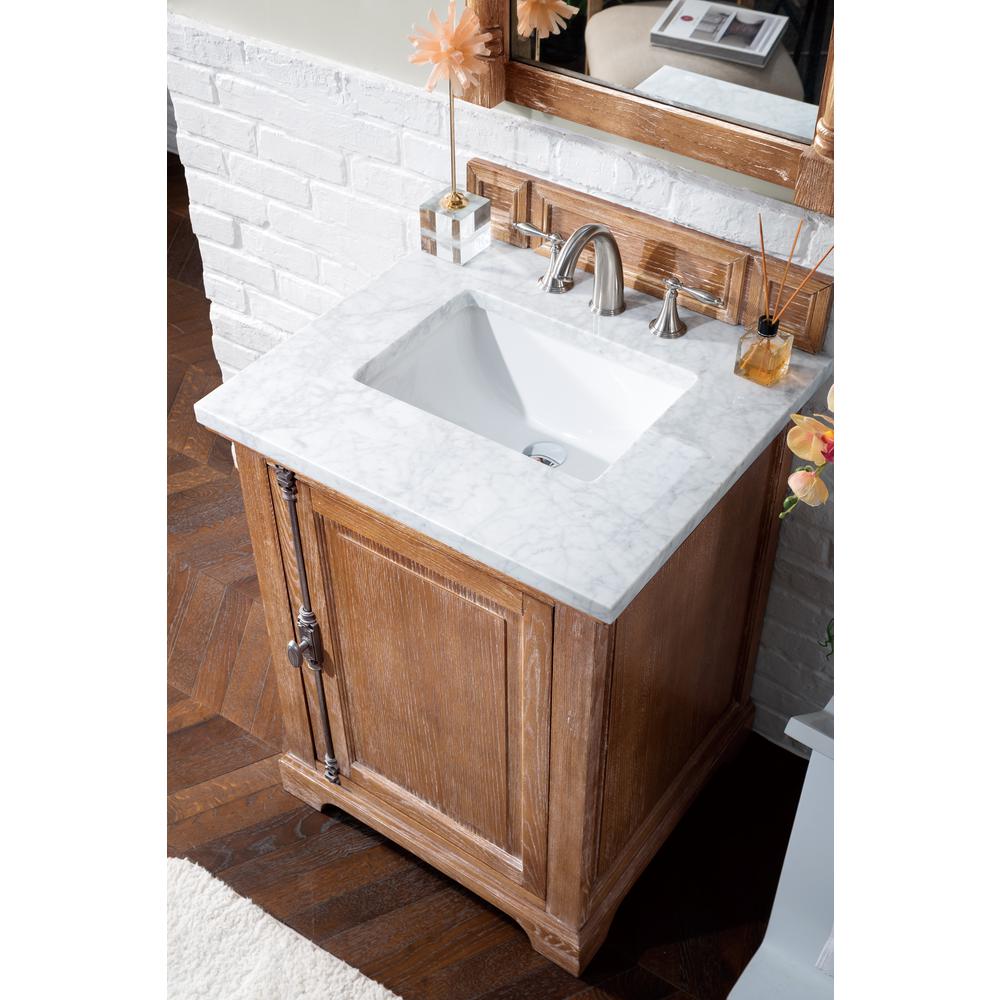 Providence 26" Driftwood Single Vanity w/ 3 CM Carrara Marble Top. Picture 5