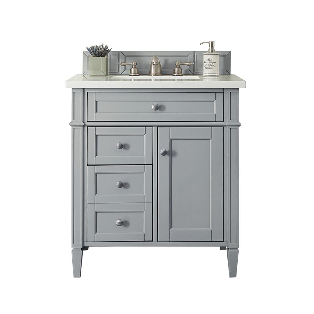 Brittany 30" Single Vanity, Urban Gray w/ 3 CM Arctic Fall Solid Surface Top. Picture 1