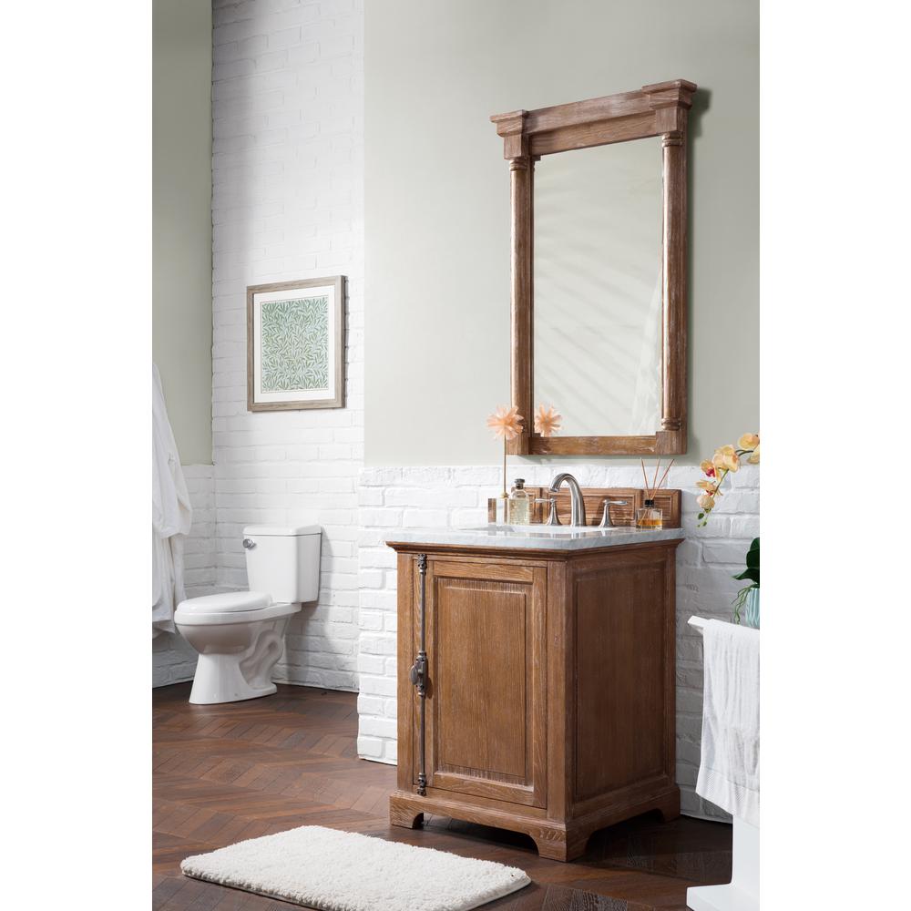 Providence 26" Driftwood Single Vanity w/ 3 CM Carrara Marble Top. Picture 3