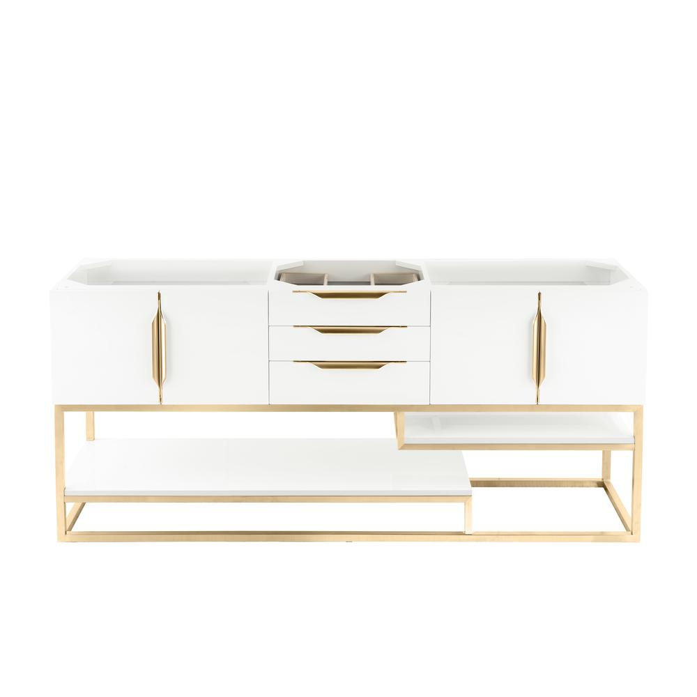 Columbia 72" Double Vanity, Glossy White, Radiant Gold. Picture 1