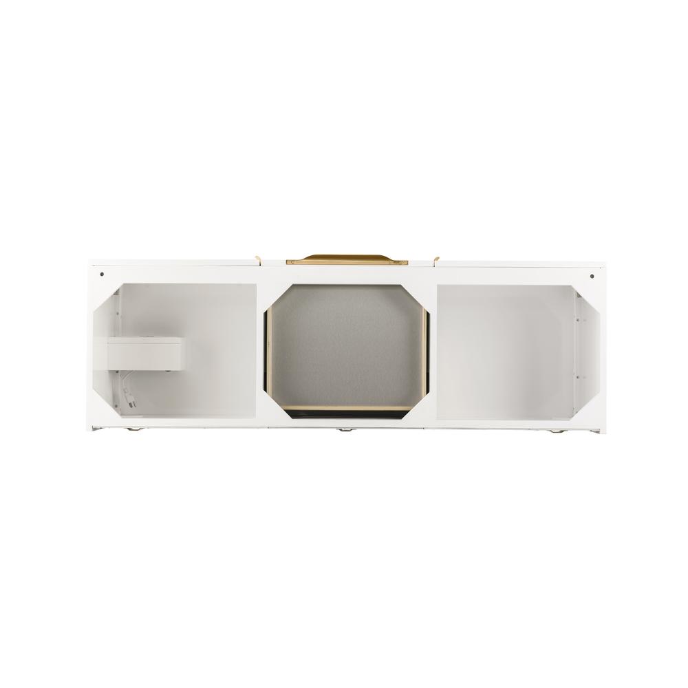 Mercer Island 59" Double Vanity, Glossy White, Radiant Gold. Picture 2