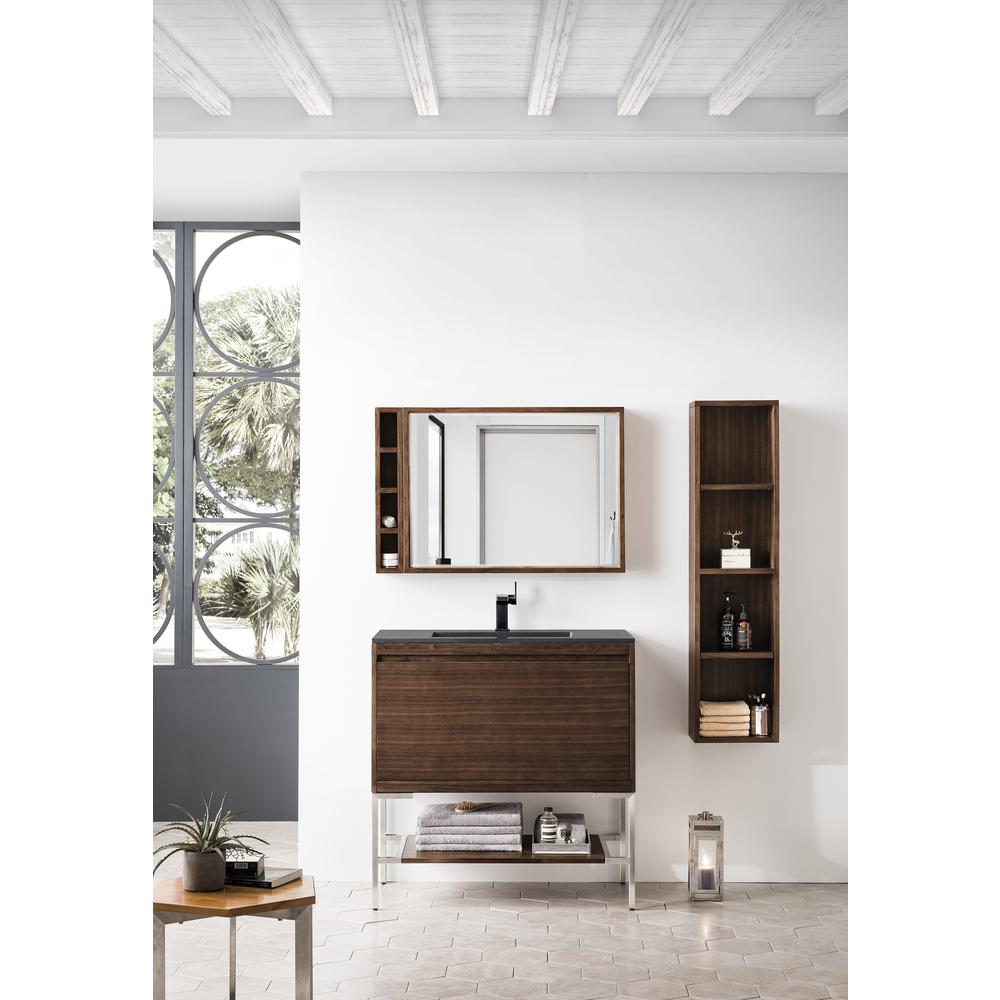 35.4" Single Vanity Cabinet, Mid Century Walnut, Brushed Nickel Composite Top. Picture 2