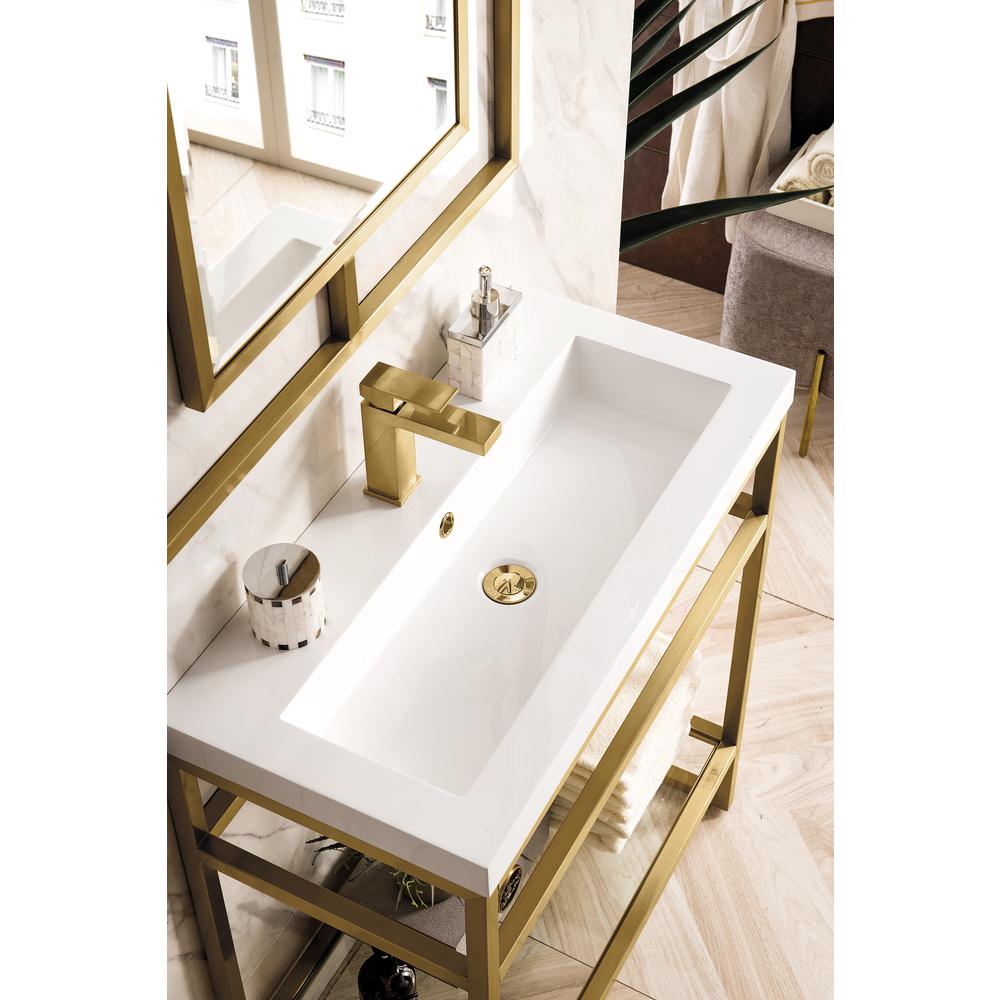 31.5" Stainless Steel Sink Console, Radiant Gold Composite Countertop. Picture 4