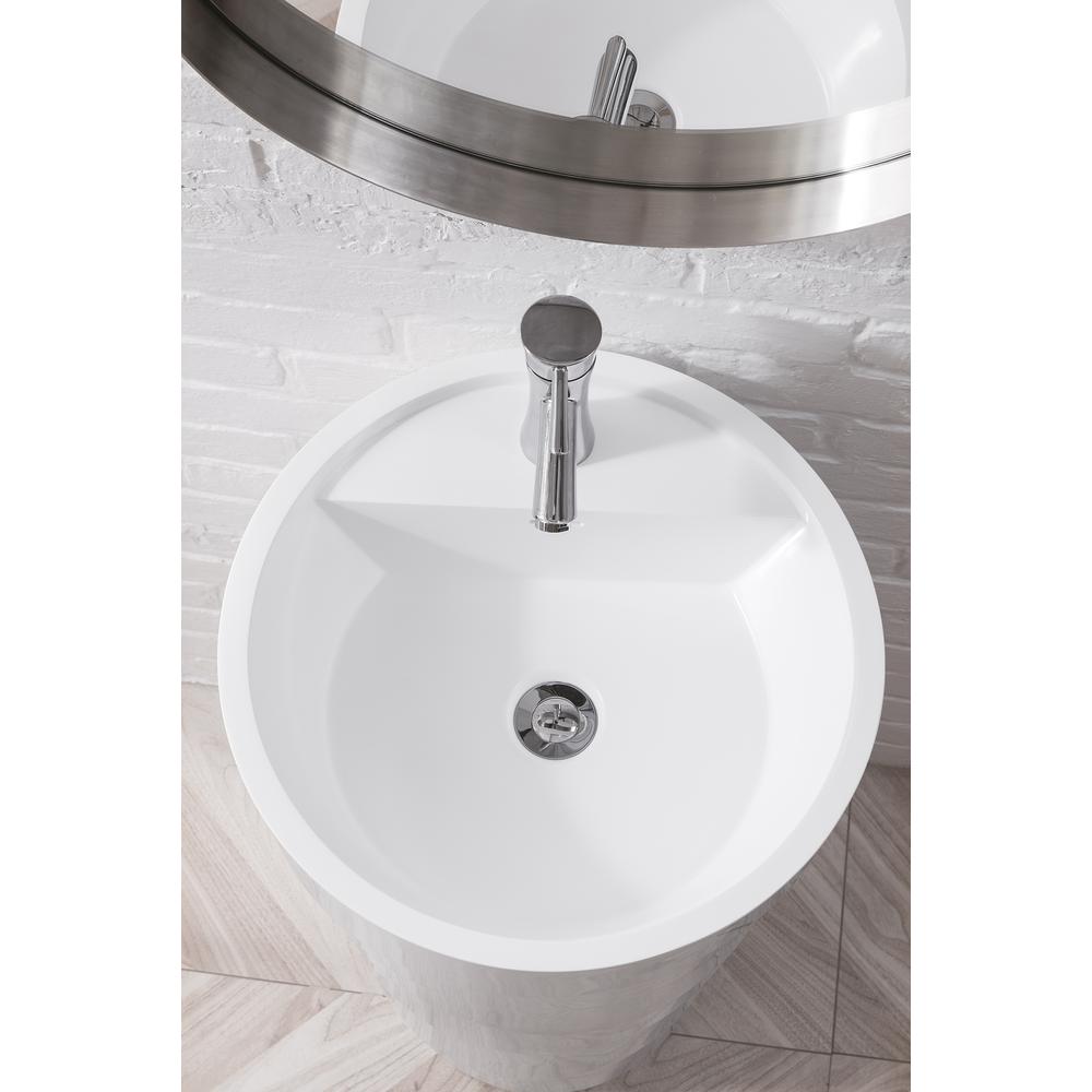 Quebec 17.5" Solid Surface Pedestal Sink, Bright White. Picture 4