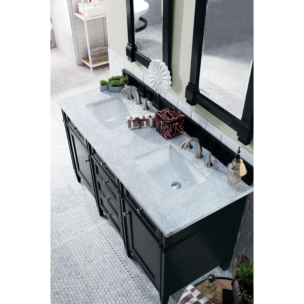 Brittany 60" Black Onyx Double Vanity w/ 3 CM Carrara Marble Top. Picture 5