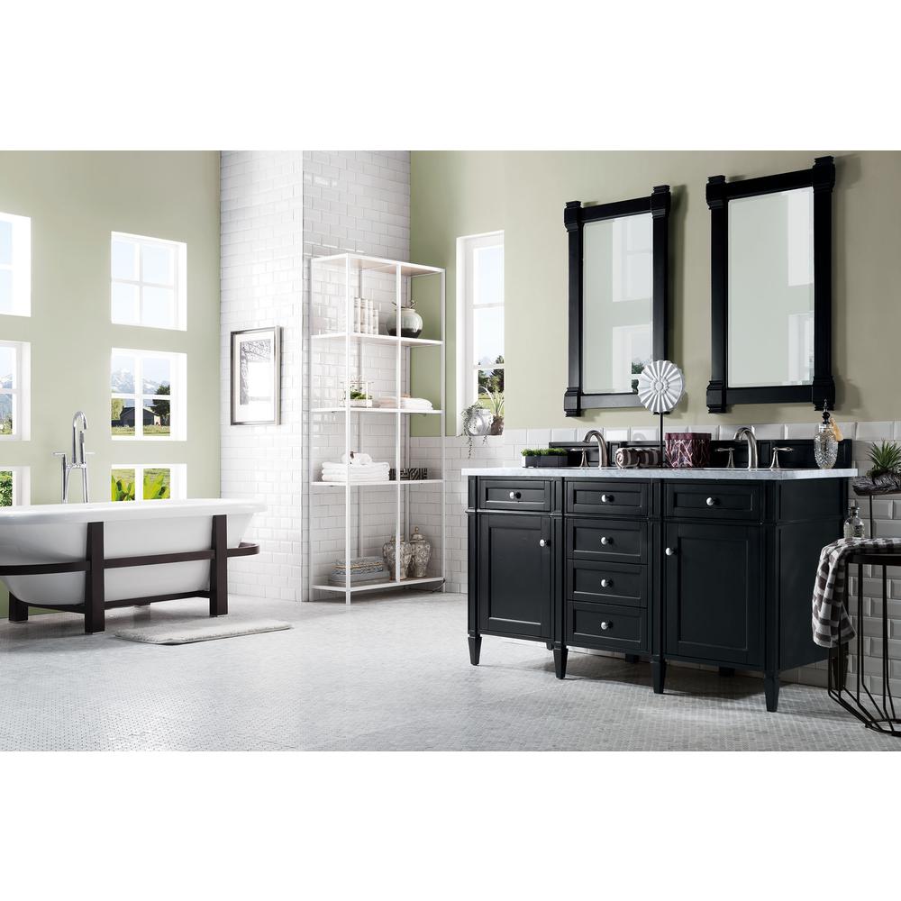 Brittany 60" Black Onyx Double Vanity w/ 3 CM Carrara Marble Top. Picture 3