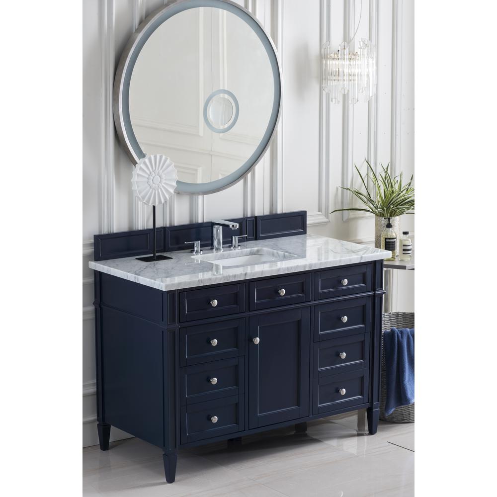 Brittany 48" Victory Blue Single Vanity w/ 3 CM Carrara Marble Top. Picture 3