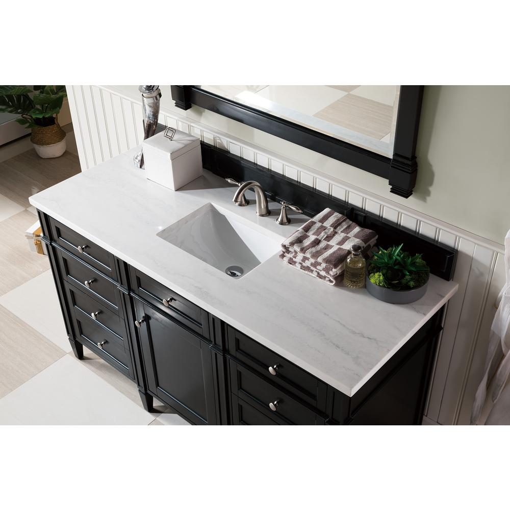 Brittany 60" Single Vanity, Black Onyx w/ 3 CM Arctic Fall Solid Surface Top. Picture 3