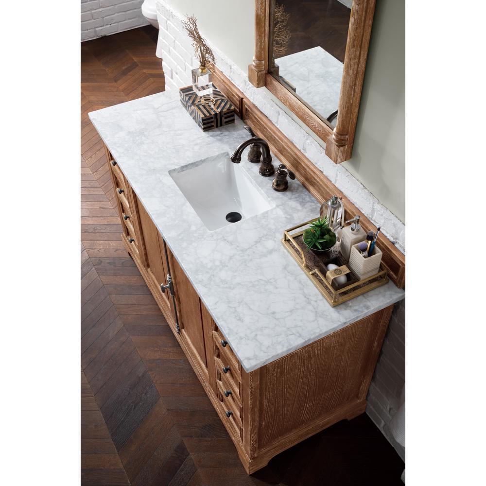 Providence 60" Driftwood Single Vanity w/ 3 CM Carrara Marble Top. Picture 3