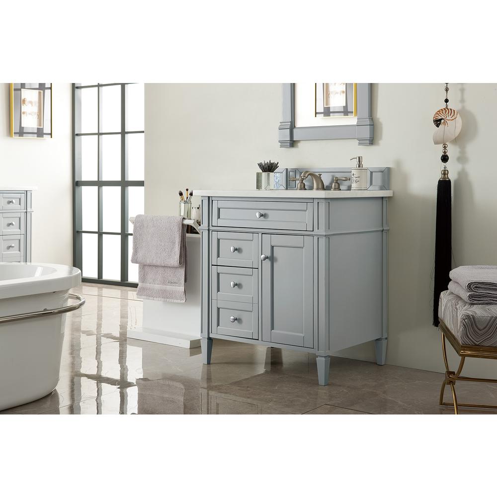 Brittany 30" Single Vanity, Urban Gray w/ 3 CM Arctic Fall Solid Surface Top. Picture 3