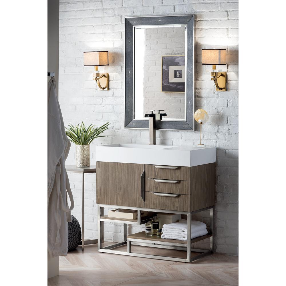 Columbia 36" Single Vanity, Ash Gray w/ Glossy White Composite Top. Picture 6