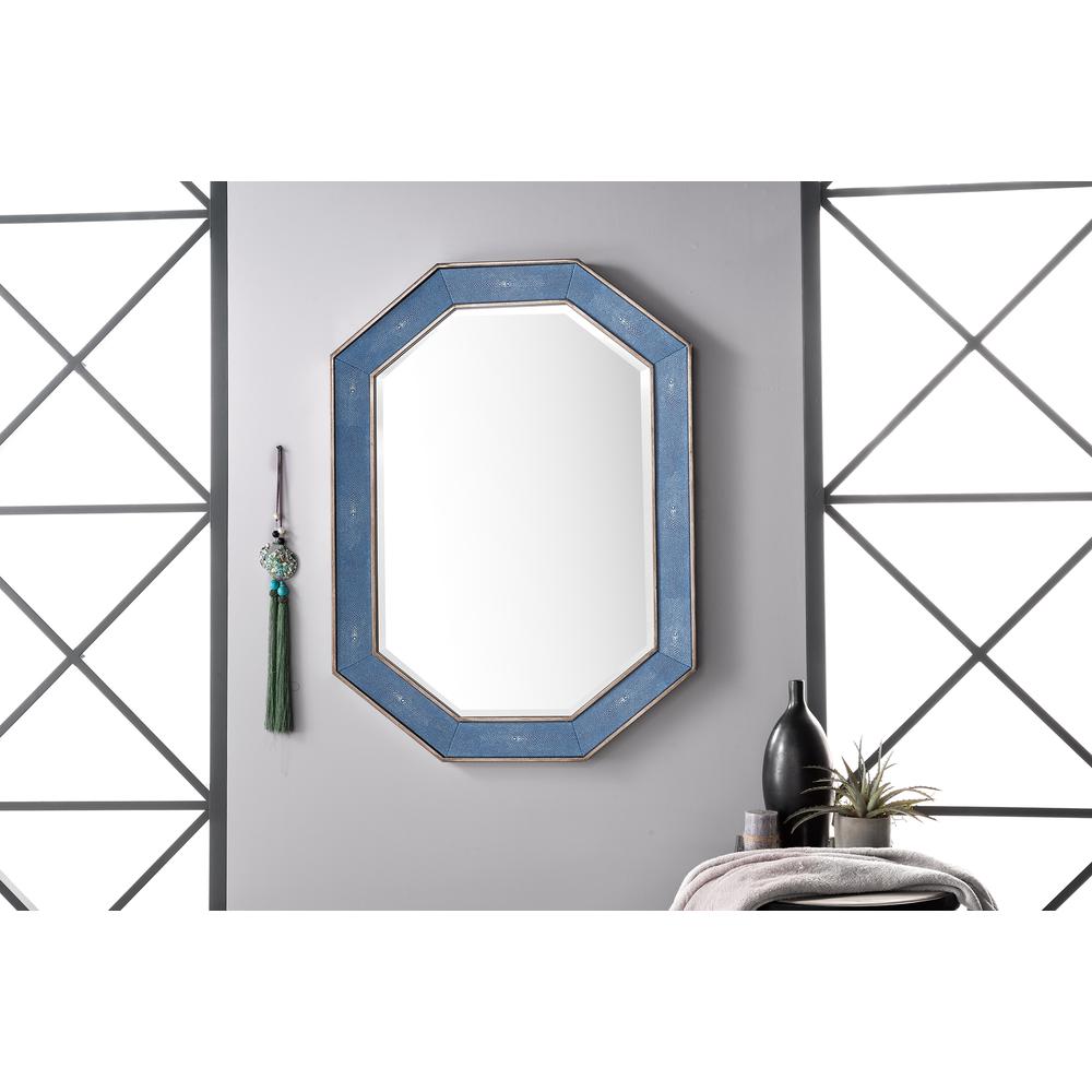 Tangent 30" Mirror, Silver w/ Delft Blue. Picture 2