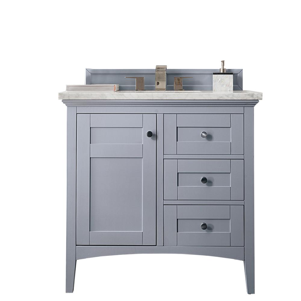 Palisades 36" Single Vanity, Silver Gray w/ 3 CM Arctic Fall Solid Surface Top. Picture 1