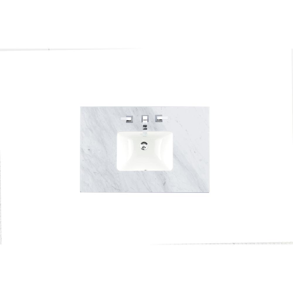 36" Single 3 CM Top, Carrara White w/ Sink. Picture 1