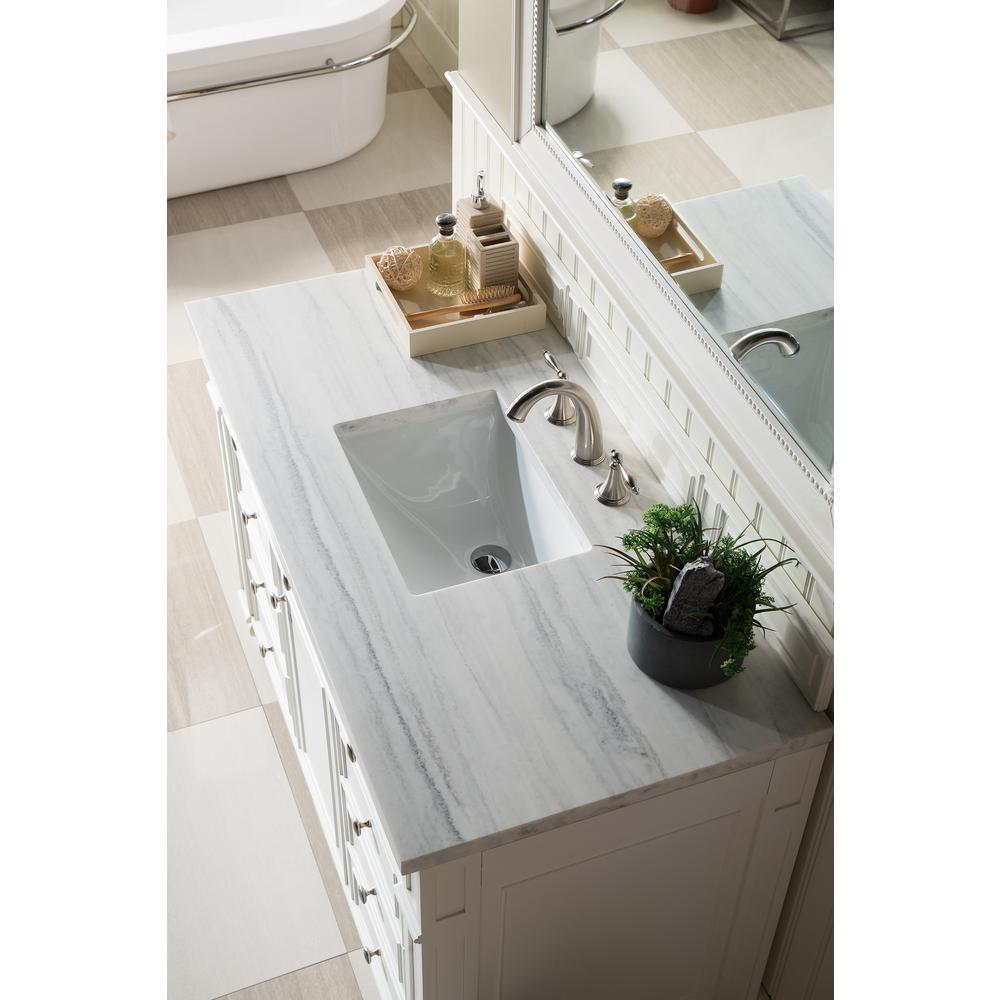 Bristol 48" Single Vanity, Bright White, w/ 3 CM Arctic Fall Solid Surface Top. Picture 3