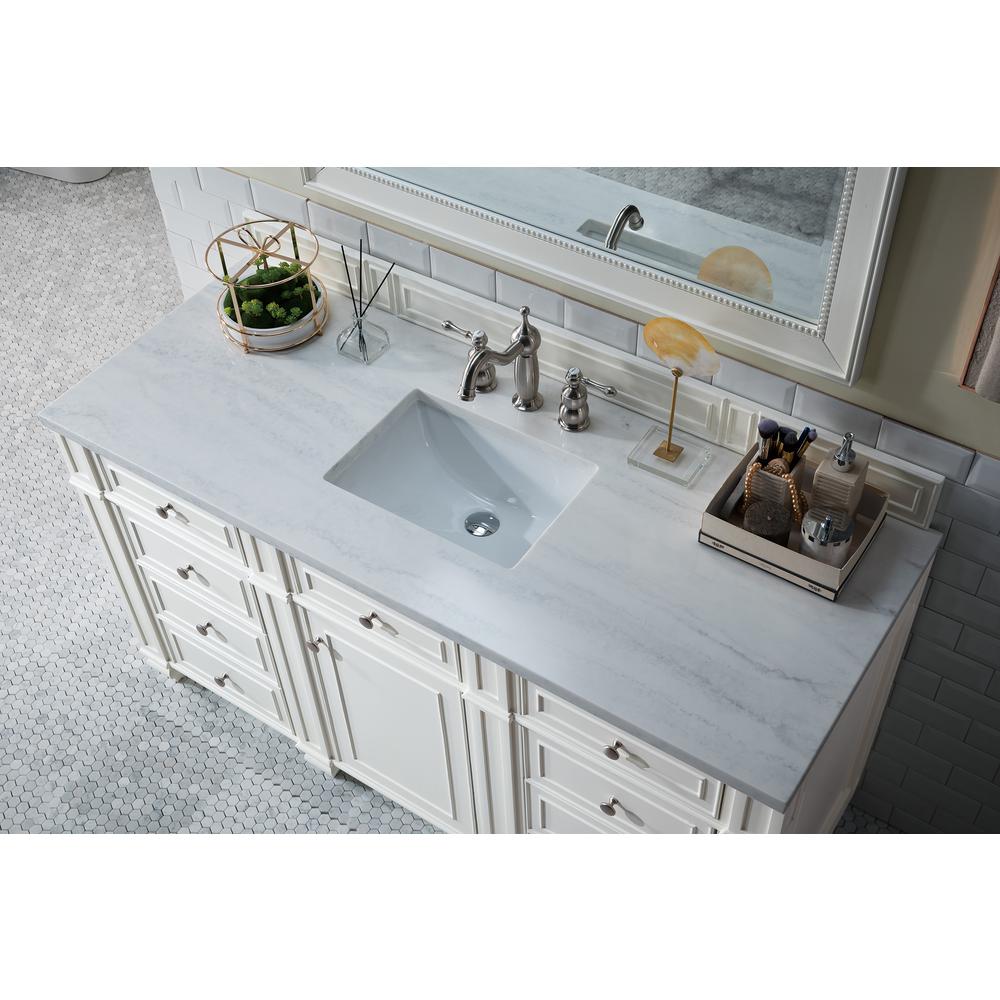 Bristol 60" Single Vanity, Bright White, w/ 3 CM Arctic Fall Solid Surface Top. Picture 6