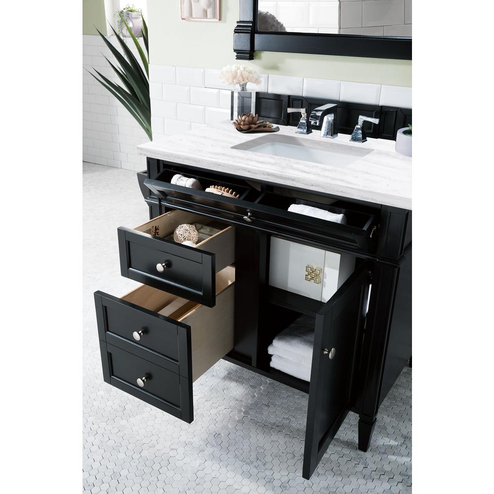 Brittany 36" Black Onyx Single Vanity w/ 3 CM Arctic Fall Solid Surface Top. Picture 4
