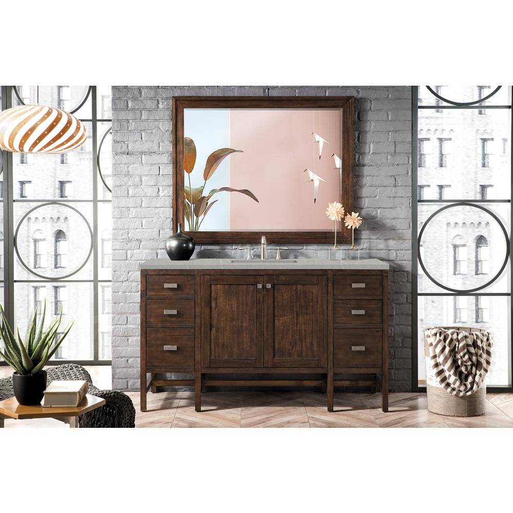 60" Single Vanity Cabinet , Acacia, w/ 3 CM Eternal Serena Quartz Top. Picture 2