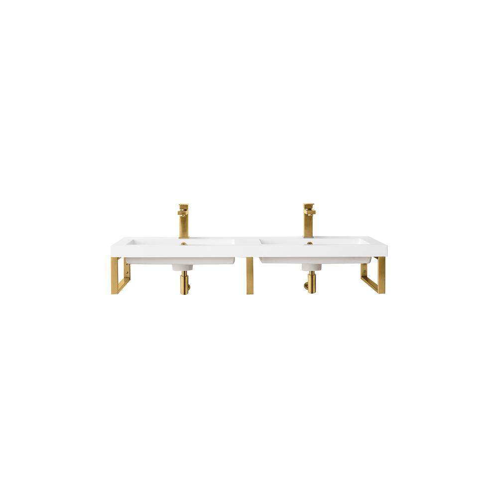 Three 18" Wall Brackets, Radiant Gold w/47" White Glossy Composite Countertop. Picture 1
