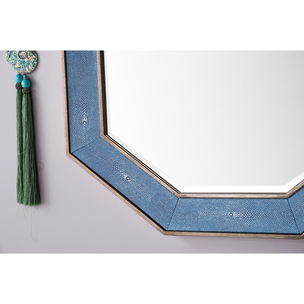 Tangent 30" Mirror, Silver w/ Delft Blue. Picture 5