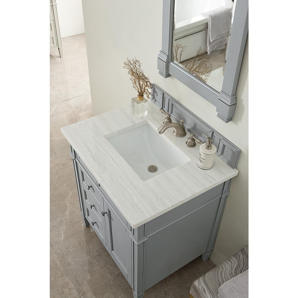 Brittany 30" Single Vanity, Urban Gray w/ 3 CM Arctic Fall Solid Surface Top. Picture 5