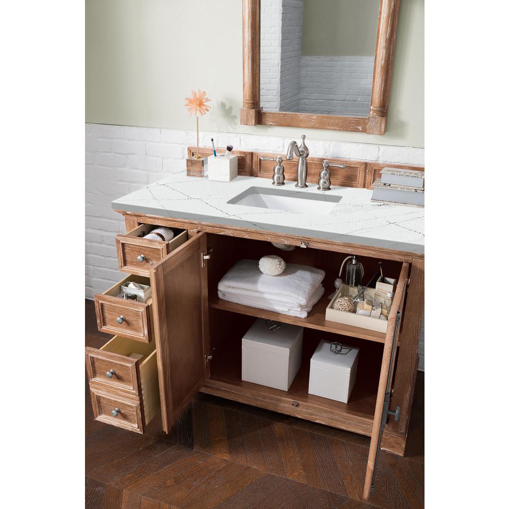 48" Single Vanity Cabinet, Driftwood, w/ 3 CM Ethereal Noctis Quartz Top. Picture 4