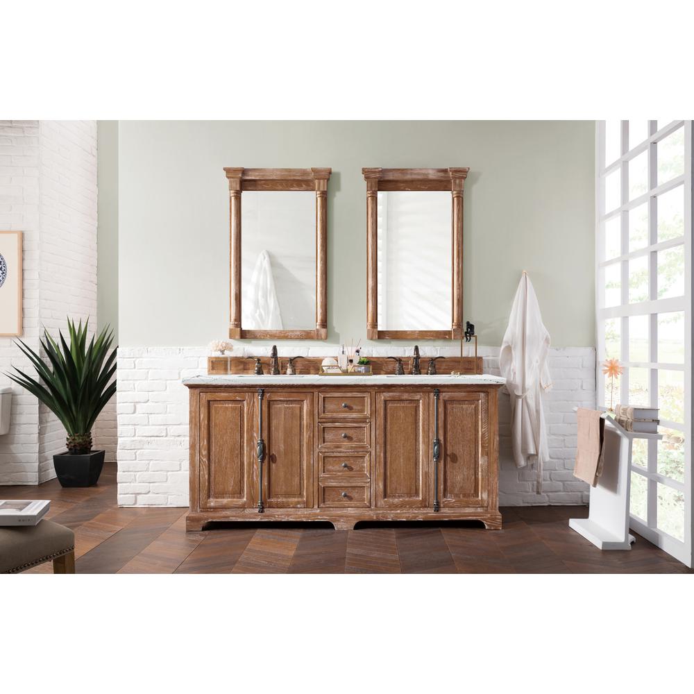 72" Double Vanity Cabinet, Driftwood, w/ 3 CM Ethereal Noctis Quartz Top. Picture 2