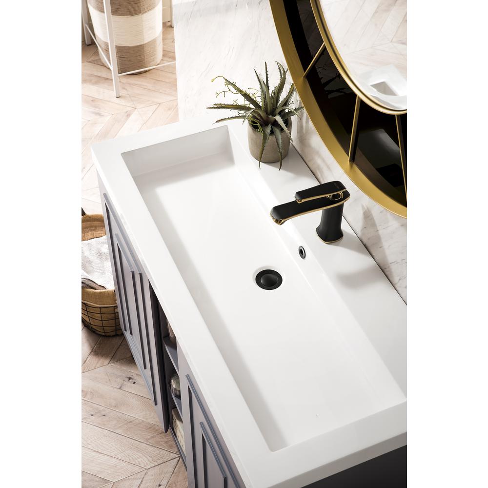 39.5" Single Vanity Cabinet, Grey Smoke w/ White Glossy Composite Countertop. Picture 5