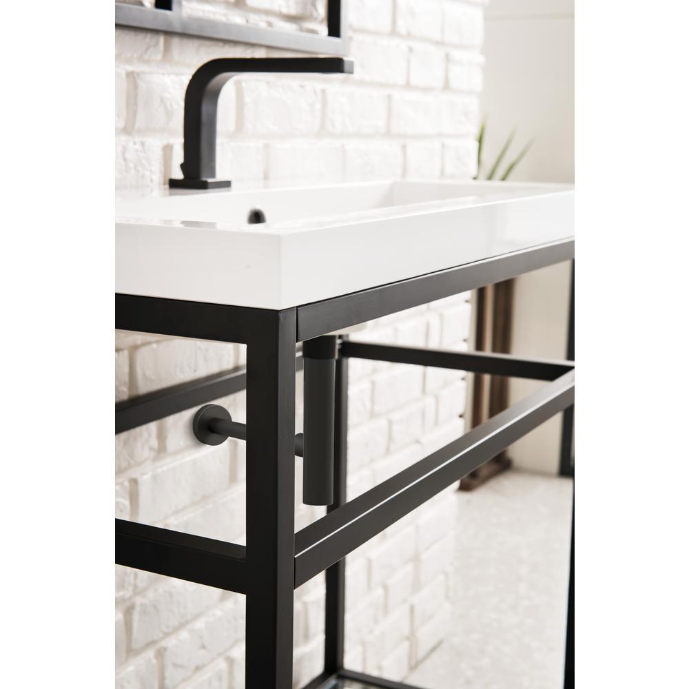 31.5" Stainless Steel Sink Console, Matte Black Composite Countertop. Picture 10