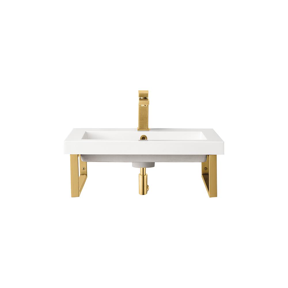 Two 18" Wall Brackets, Radiant Gold w/23.6" White Glossy Composite Countertop. Picture 1