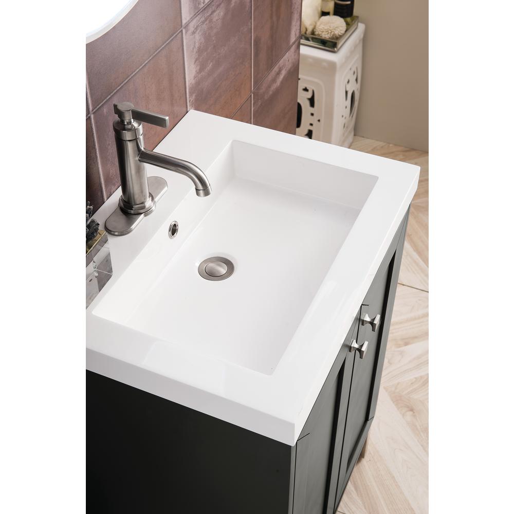 24" Single Vanity Cabinet, Mineral Grey, Brushed Nickel, Composite Countertop. Picture 8