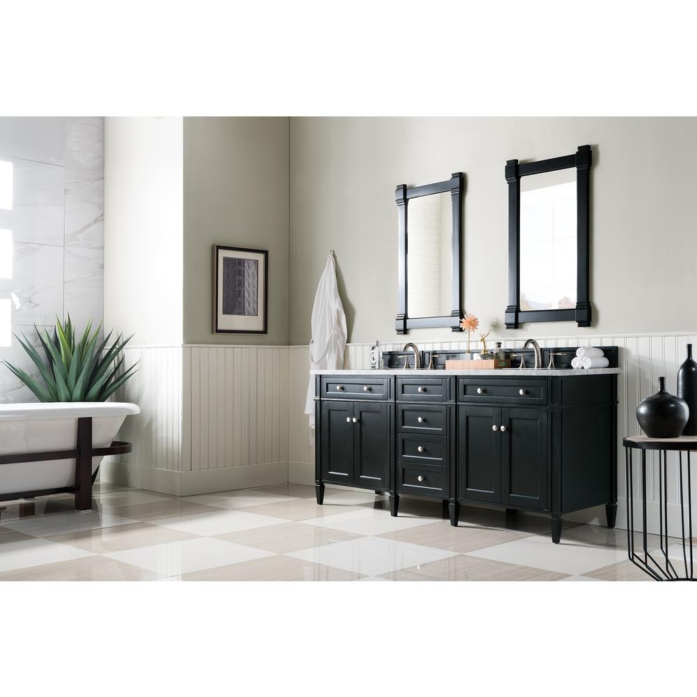 Brittany 72" Black Onyx Double Vanity w/ 3 CM Carrara Marble Top. Picture 3