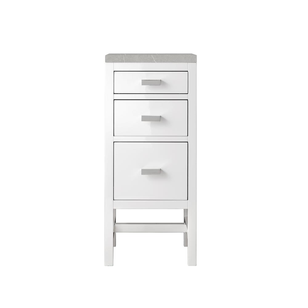 Addison 15"  Base Cabinet w/ Drawers, Glossy White w/ 3 CM Eternal Serena Top. Picture 1