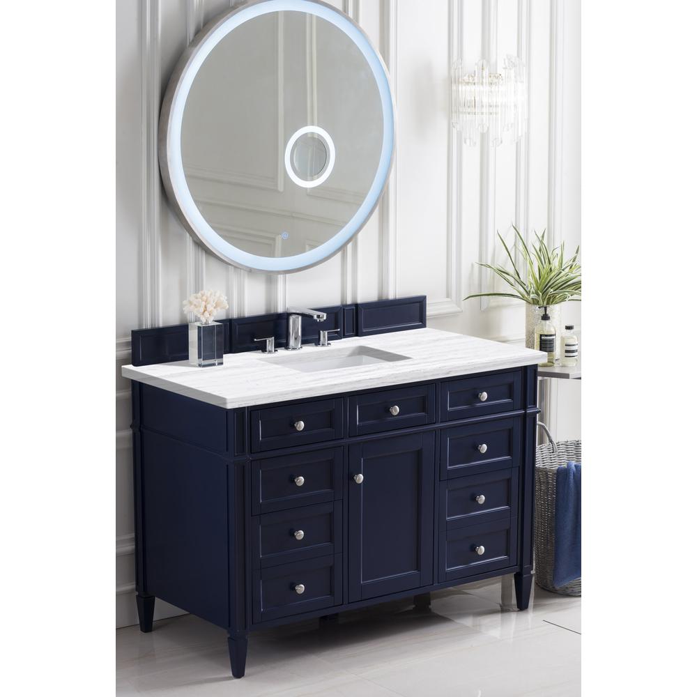 Brittany 48" Victory Blue Single Vanity w/ 3 CM Arctic Fall Solid Surface Top. Picture 3