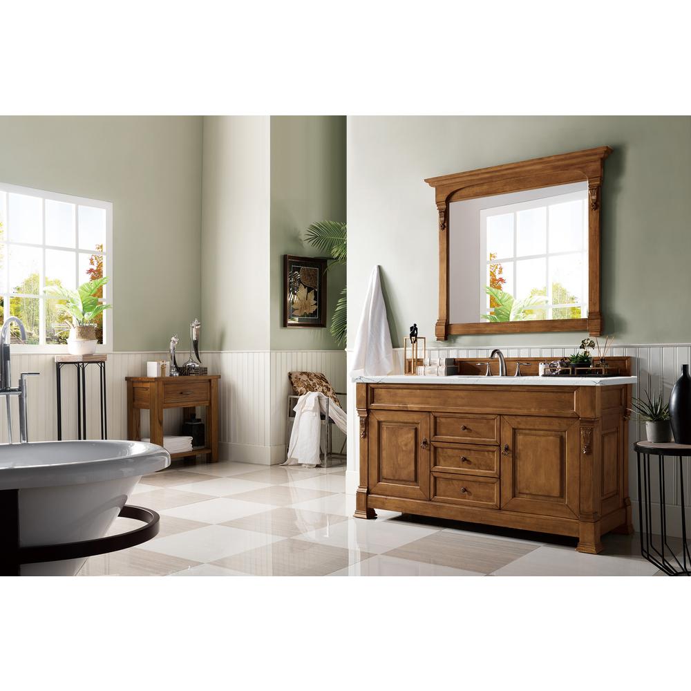 Brookfield 60" Single Vanity, Country Oak w/ 3 CM Ethereal Noctis Quartz Top. Picture 3