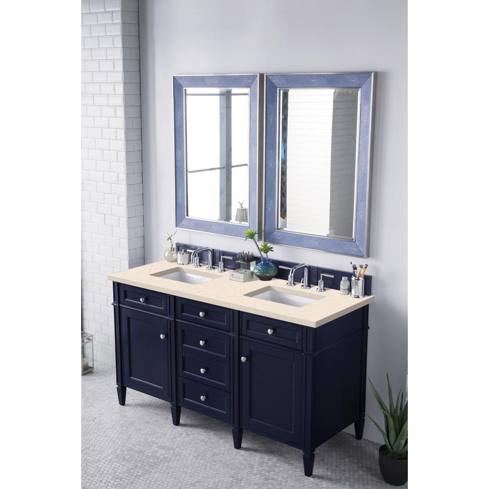 Brittany 60" Victory Blue Double Vanity w/ 3 CM Eternal Marfil Quartz Top. Picture 3