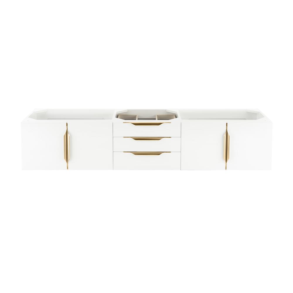 Mercer Island 72" Double Vanity, Glossy White, Radiant Gold. Picture 1