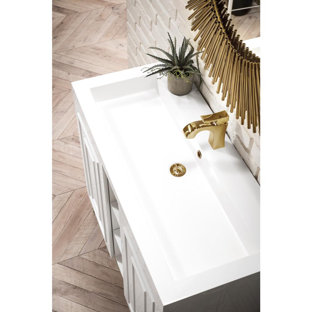 39.5" Single Vanity Cabinet, White, Radiant Gold w/White Composite Countertop. Picture 6